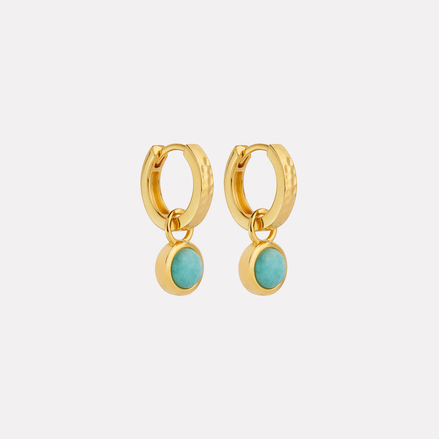 Solace Yellow Gold Amazonite Huggie Earrings